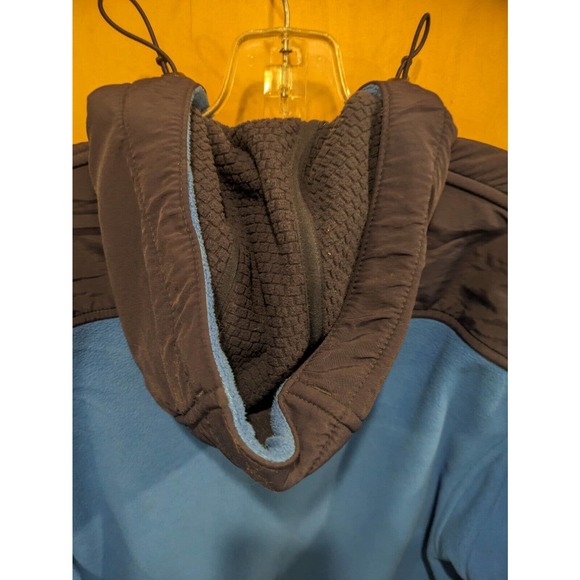 Duluth Trading Fleece Mens Medium Long Sleeve Outdoor Full Zip Pockets Blue Hood - Picture 3 of 8